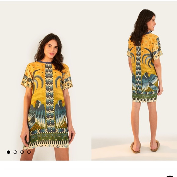 Farm Rio Brazil T-shirt Tropical Print Mini Dress size small/ P - Picture 1 of 14